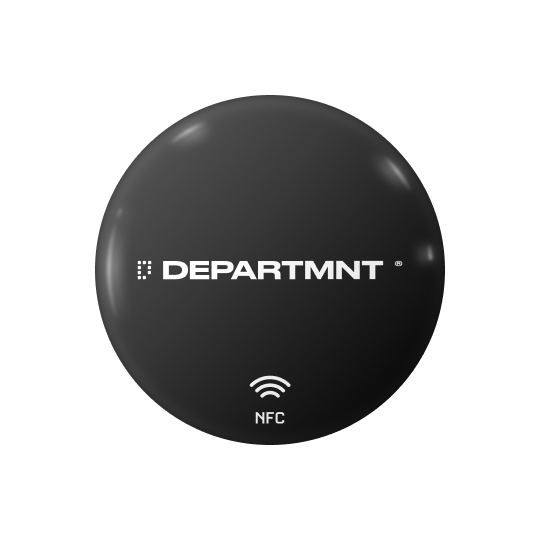 Resin tag render: a domed round tag in black resin