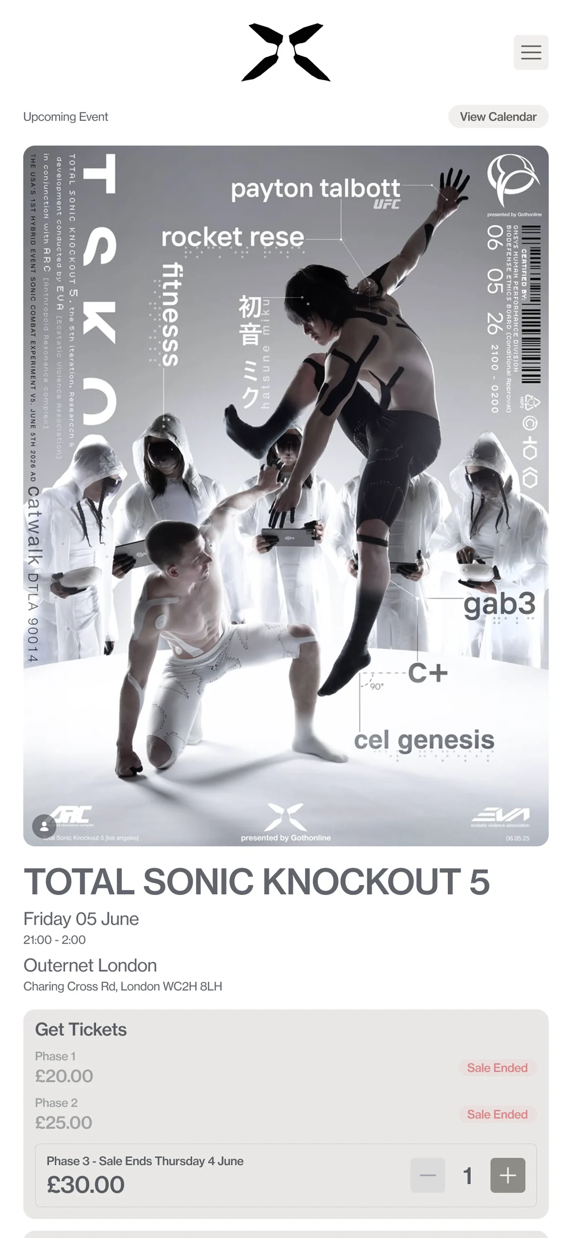 The Genesys Portal: the next event, Total Sonic Knockout 5, with phased ticket prices and Get Tickets